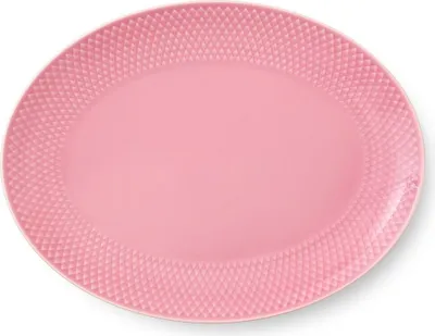 Productafbeelding van Lyngby Porcelæn - Rechthoekige serveerplaat met kleuraccenten, 28,5x21,5 cm, roze