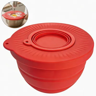 Produktbild von Für KitchenAid 4,5/5 QT Standmixer geeignet,faltbare Silikon-Schüsselunterlage mit Deckel, lebensmittelecht, hitzebeständig, spülmaschinengeeignet