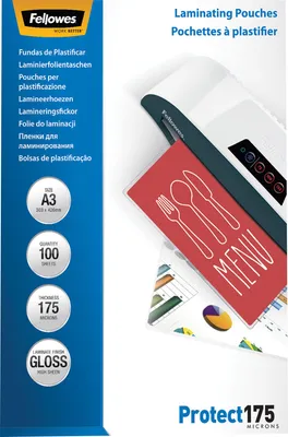 Immagine prodotto di Fellowes 5308803 Pellicola di laminazione Fellowes A3 175 mic lucida - 100 pezzi