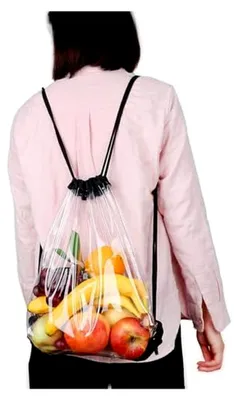 Produktbild von Transparente Tasche im 2er Set – Durchsichtiger Rucksack mit Kordelzug für Schule, Gym und Reisen