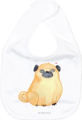 Produktbild von Mr. & Mrs. Panda Schlabberlatz Mops - Weiß - Geschenk, Knuffig, Sabberlätzchen, Hundeliebe, Stofflätzchen, Hund, Sprüche, Lätzchen, Für Babys, Sabber, Liebe