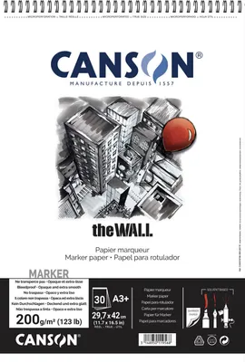 Produktbild von CANSON Zeichenpapier-Spiralblock "The WALL" A3 200 g/qm weiß 30 Blatt