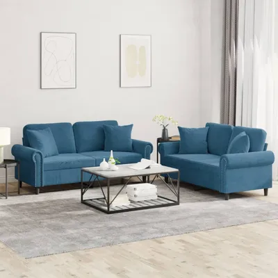 Immagine prodotto di Maison Exclusive - Set divano a 2 posti con cuscini in velluto blu