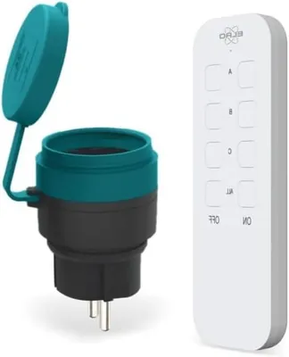 Immagine prodotto di Set di interruttori wireless - Presa di corrente con telecomando - Controllo di dispositivi - Portata di 70 metri all'esterno - Potenza massima di 2300 Watt - Colore nero