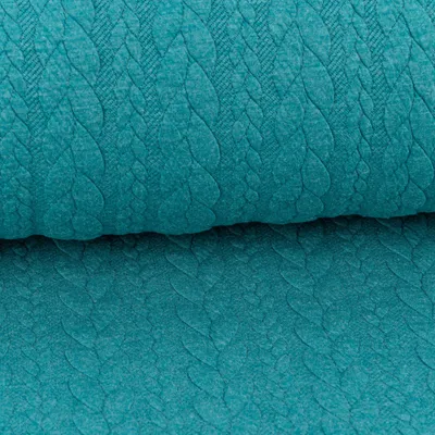 Produktbild von Bekleidungsstoff Meterware Cably Zopfmuster Strickstoff türkisgrün