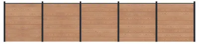 Image de Ensemble de clôture vidaXL, 5 pièces, 872 x 186 cm, WPC et aluminium, marron
