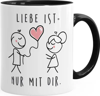 Produktbild von Kaffeetasse Liebe ist nur mit Dir Geschenk Valentinstag Liebe Spruch MoonWorks® schwarz unisize