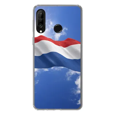 Produktbild von MuchoWow® Handyhülle Schutzhülle Hülle für Huawei P30 Lite Die Flagge der Niederlande weht am Himmel Silikon Softcase Handy Hülle - Handyhülle