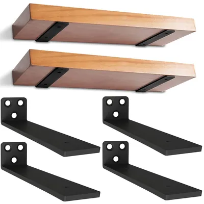 Produktbild von 4 Stück Wandhalterungen für Regale, schwarz, 25 cm