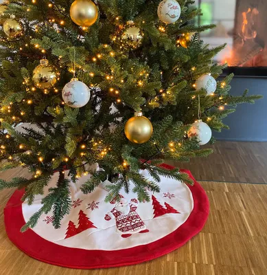 Produktbild von Weihnachtsbaumdecke Weihnachtsmann Weiß Rot Christbaum-Unterlage Ø 90cm