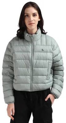 Productafbeelding van Calvin Klein dames pufferjas, cropped model, overgangsjas, grijs (slate grey), maat XXL