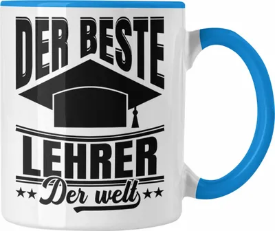 Produktbild von Trendation - Der Beste Lehrer Der Welt Tasse Geschenk Abschied Abschiedsheschenk Lehrer Abi Abitur Spruch (Blau)