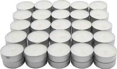 Produktbild von 100x Teelicht Windlicht Teekerze Teelichter Kerzen Weiß Teelichtofen Set