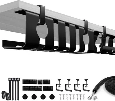 Produktbild von Famanu Kabelkanal ohne Bohren - Set von 2 Kabelmanagement-Klemmen, 43 x 13 x 12 cm, schwarz