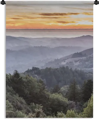 Produktbild von MuchoWow® Wandteppich Wandbehang Berge - Sonne - Wald - Landschaft 60x80 cm Tapisserie Dekoration Wandtuch - Decke - Wandtücher - Wohne