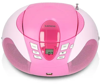 Produktbild von Lenco SCD-37 USB Pink - Tragbares FM-Radio mit CD/MP3-Player - USB-Eingang - AUX-Eingang - Pink