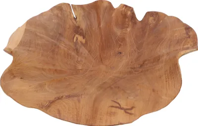 Produktbild von Holzschale Blatt, Geschnitzte Obstschale, Holzteller - Blatt 35 cm, Braun, Schalen, Schüsseln