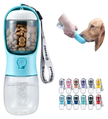Produktbild von Elzusha – Tragbare Hundewasserflasche mit Futterbehälter für Reisen und Spaziergänge