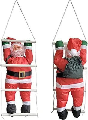 Produktbild von Famanu Weihnachtsmann auf Leiter - Kletternder Weihnachtsmann - 90 cm auf Leiter 130x30 cm