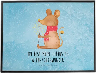 Produktbild von Mr. & Mrs. Panda schreibtischunterlage Maus Weihnachten - Eisblau - Geschenk, Tischunterlage, Mäuschen, Wintermotiv, Schreibunterlage, Weihnachtsgruß, büro, malunterlage
