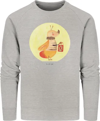 Produktbild von Mr. & Mrs. Panda Baumwoll Pullover Glühwürmchen Größe L - Heather Grey - Geschenk, Liebesspruch, Jahrestag, Liebe, Lieblingsmensch, Sweatshirt, Lustige Sprüche, Bio