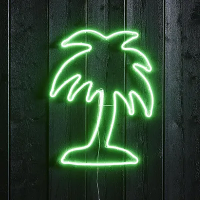 Produktbild von LED Silhouette 'Palme' - Flatneon - 384 LED - H: 65cm - outdoor - grün