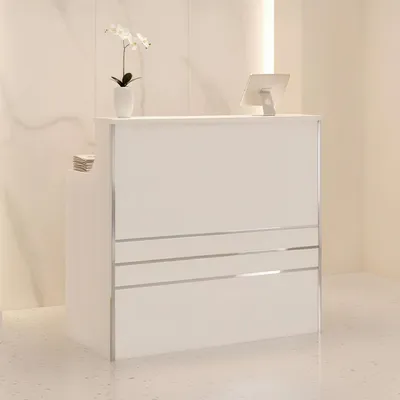 Obrázek produktu pro Lakovaná kadeřnická recepce Alexa 100 cm kosmetická do salonu SPA bílá