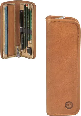 Produktbild von Sonnenleder Schüleretui Stifteetui Federtasche Leder Kluge Stiftetui natur braun 801-393-01