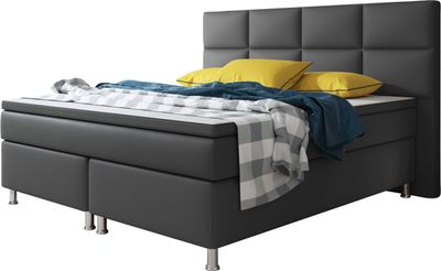 Inter Handels Boxspringbett Miami 180x200 | Boxspringbett aus Kunstleder Anthrazit