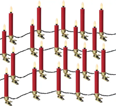 LED Kerzenlichterkette - 20 Christbaumkerzen - Weihnachtsbaumlichterkette - L: 9,5m - Innen/Außen