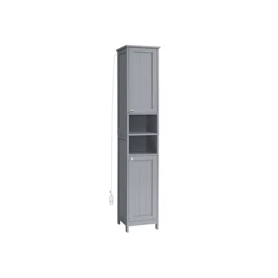 Produktbild von Rootz Badezimmerschrank - Stauraum - Grau - MDF Konstruktion - Eingebaute Beleuchtung - 30cm x 30cm x 170cm