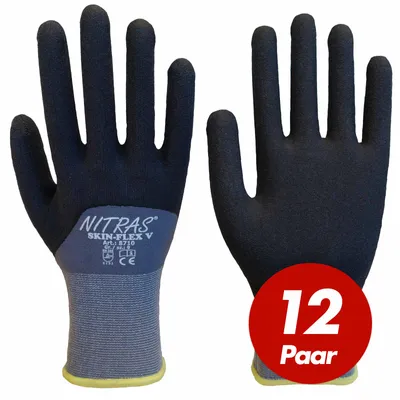 Produktbild von NITRAS 8710 Skin-Flex V Strickhandschuh mit 3/4 Spezialbeschichtung - VPE 12 Paar Größe:10