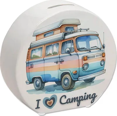 Produktbild von Campervan Spardose mit Spruch I love Camping