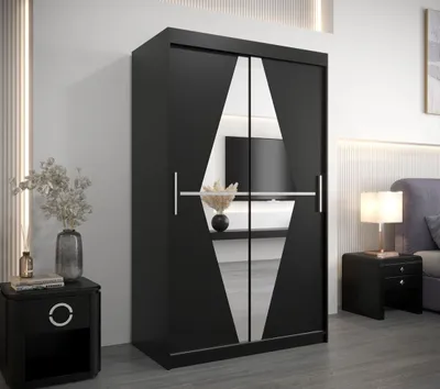 Obrázek produktu pro Šatní skříň se zrcadlem KAMILA - šířka 120 cm, černá