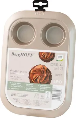 Produktbild von BergHOFF 3950547, Cupcake-/Muffin-Cups, Rechteckig, 0,08 l, 230 °C, Braun, 290 mm