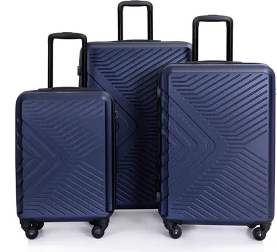 Obrázok produktu pre Travelhouse Bali – sada 3 kusov pevných kufrov. Kufre na kolieskach, cestovné kufre, farba navy, ABS, tvrdá škrupina, sada kufrov na kolieskach, 4 kolieska, kombinovaný zámok TSA