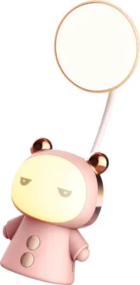 Imagen del producto de Lámpara de escritorio LED con diseño de dibujos animados, creativa, recargable por USB, con protección para los ojos, ideal para estudiar, leer y como luz de noche para niños. Color rosa