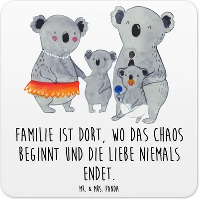 Produktbild von Mr. & Mrs. Panda Tischuntersetzer Koala Familie 6er Set - Weiß - Geschenk, Koalas, Coaster, Kinder, Muttertag, Getränkeuntersetzer, Family, Mama, Untersetzer für Gläser