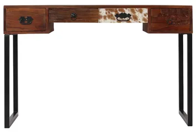 Produktbild von vidaXL Schreibtisch Massivholz Akazie und Echtleder 117x50x76 cm