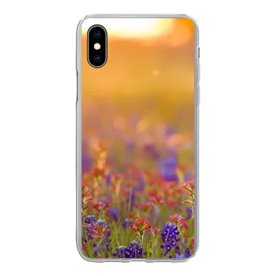 Produktbild von MuchoWow® Handyhülle Schutzhülle Hülle für iPhone Xs Blumen - Gold - Sonne Silikon Softcase Handy Hülle - Handytasche
