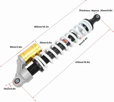 Image de Amortisseur 430 mm, entraxe 9 mm, amortissement réglable, suspension pour 150 cc, 200 cc, 250 cc, PIT ATV