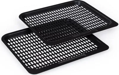 Produktbild von Klarstein AeroVital Fry Gitterrost, Zubehör, 2 Stück, 24 x 20 cm, Stahl, Antihaft, schwarz