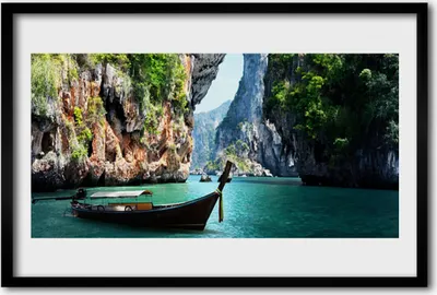 Produktbild von Bild 60x40 MDF-Rahmen Wandkunst Boat See-Landschaft Rock