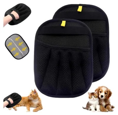 Produktbild von 2 Stück Tierhaarentferner Handschuh, Doppelseitige Fellpflegehandschuhe, Antistatischer Handschuh zur Entfernung von Tierhaaren