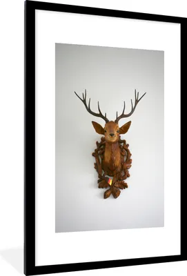 Produktbild von MuchoWow® Gerahmtes Poster Hirsche - Deutschland - Geweihe 60x90 cm - Poster mit Schwarzem Bilderrahmen Wandposter Rahmen Foto Bilder - Dekoration - Wandposter Wohnzimmer - Hochwertig