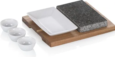 Image de Hot Stone Set, taille XL, 6 pièces, granit, bois d'acacia, céramique - Kela | Country