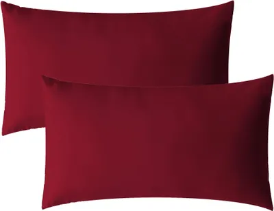 Produktbild von Doppelpack Luxury Kissenbezug 50x75 bordeaux Baumwolle Mako Satin Reißverschluss