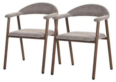 Produktbild von ML-Design Esszimmerstühle 2er Set mit Armlehne Küchenstühle Braun, Wohnzimmerstühle mit Rückenlehne, Polsterstühle mit Webstruktur Ergonomische Sessel