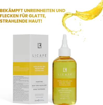 Immagine prodotto di Tonico esfoliante 200 ml - Con acido glicolico AHA-BHA e pulizia profonda