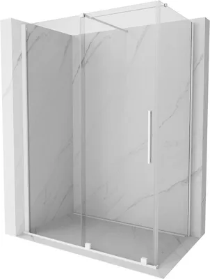 Produktbild von Mexen Velar ausziehbare Duschabtrennung 140 x 75 cm, transparent, Weiß - 871-140-075-01-20